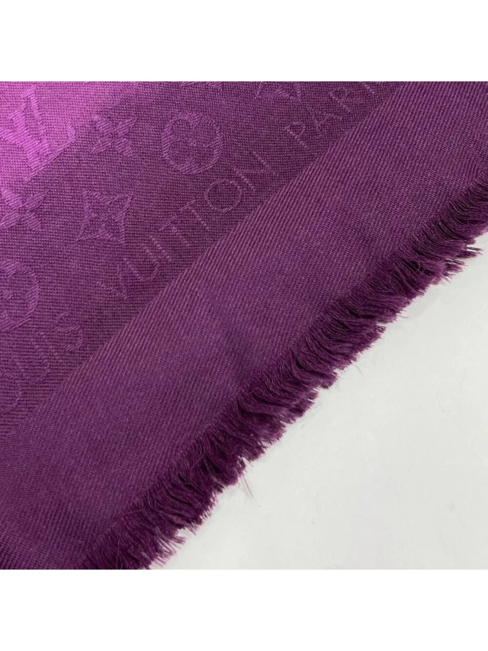 Louis Vuitton Shawl Monogram Silk Wool Pink Purple Scarf